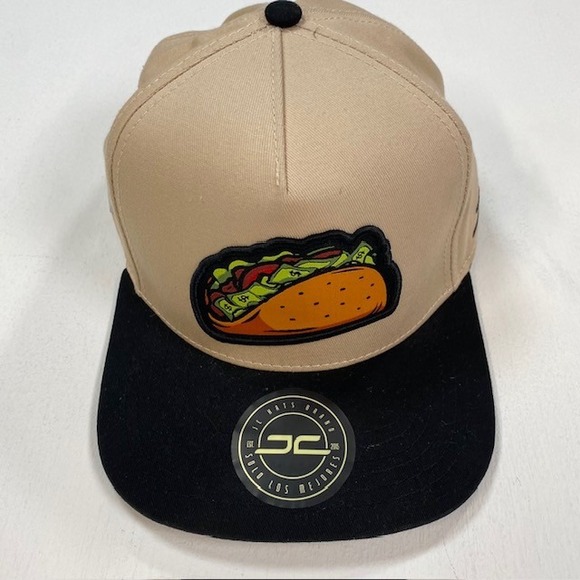 JC Hats Solo Los Mejores Taco Money Logo Snapback Hat Tan Black Adjustable